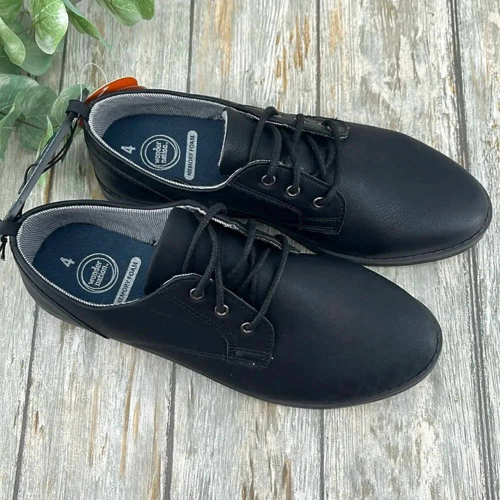 Big Boys Black Lace-up Oxford Dress Shoes Size 4